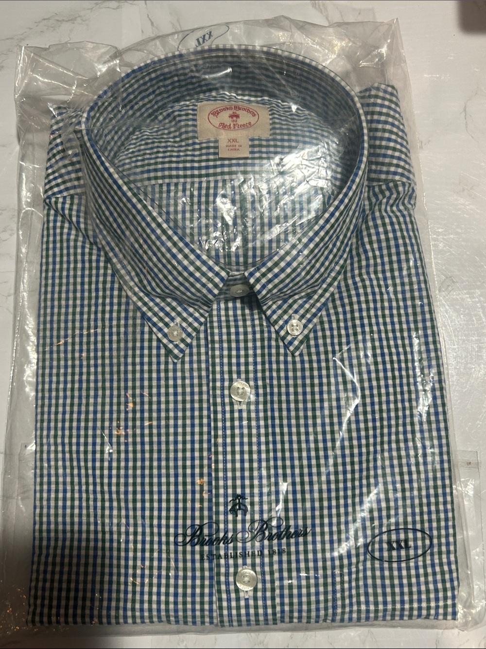 Brooks Brothers Blue and Green Gingham Button-Down Shirt - Picture 2 of 7